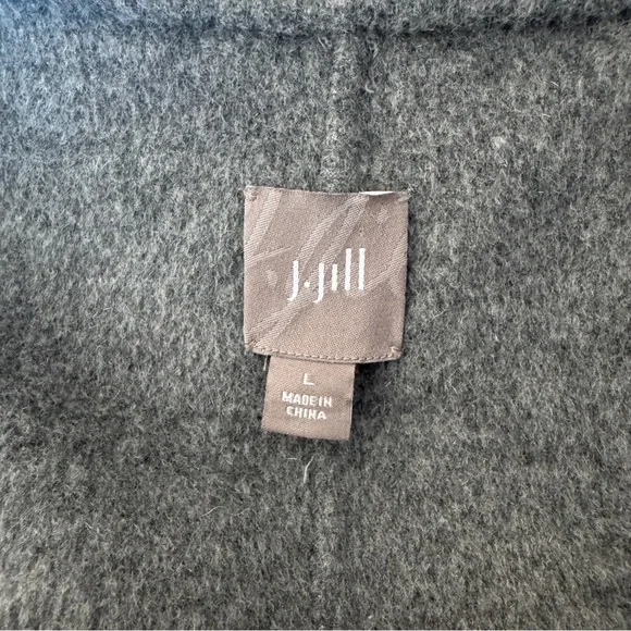 J. Jill Gray Wool Angora Blend Hooded Stroller Overcoat - Size Large - Picture 4 of 6